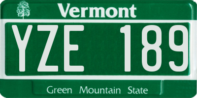 VT license plate YZE189