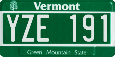VT license plate YZE191