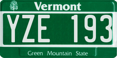 VT license plate YZE193
