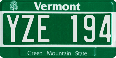 VT license plate YZE194