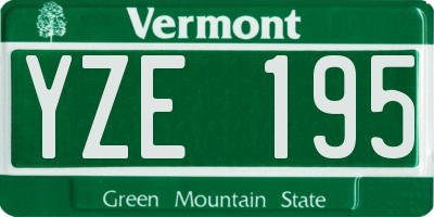 VT license plate YZE195