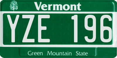 VT license plate YZE196