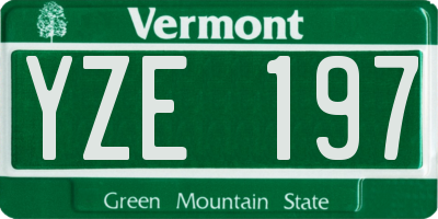 VT license plate YZE197