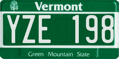 VT license plate YZE198