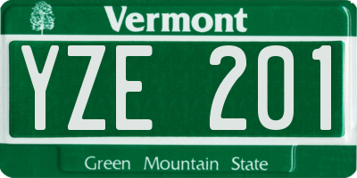 VT license plate YZE201