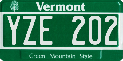 VT license plate YZE202