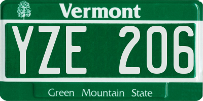 VT license plate YZE206