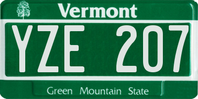 VT license plate YZE207