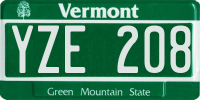 VT license plate YZE208