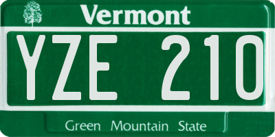 VT license plate YZE210