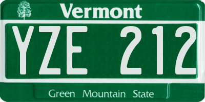 VT license plate YZE212