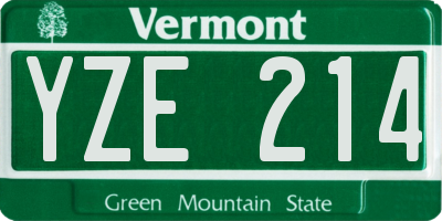 VT license plate YZE214