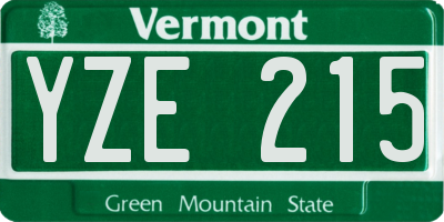 VT license plate YZE215