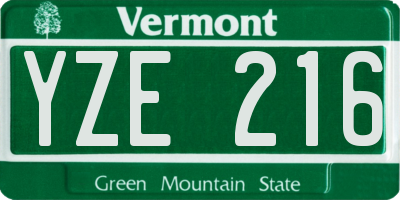 VT license plate YZE216