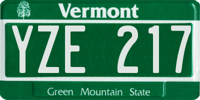 VT license plate YZE217