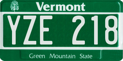 VT license plate YZE218