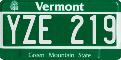 VT license plate YZE219