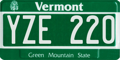 VT license plate YZE220