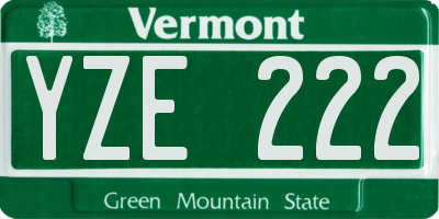 VT license plate YZE222