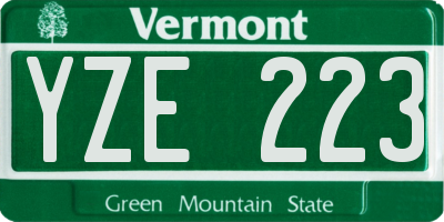 VT license plate YZE223