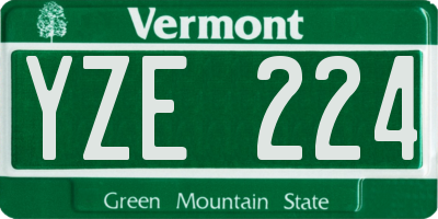 VT license plate YZE224