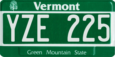 VT license plate YZE225