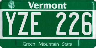 VT license plate YZE226