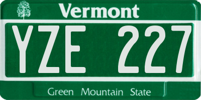 VT license plate YZE227