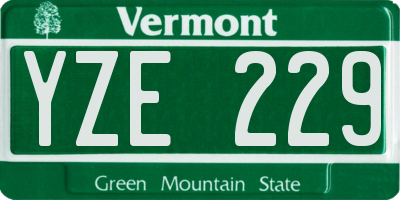 VT license plate YZE229