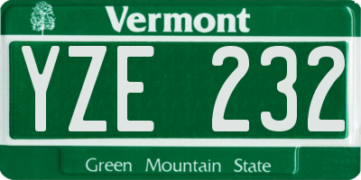 VT license plate YZE232