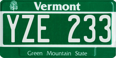 VT license plate YZE233
