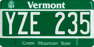 VT license plate YZE235