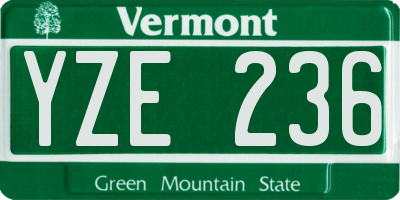 VT license plate YZE236