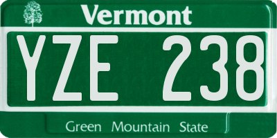VT license plate YZE238