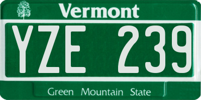 VT license plate YZE239