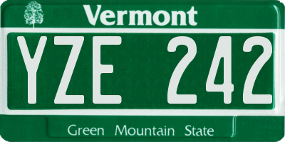 VT license plate YZE242