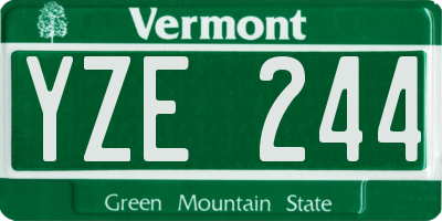 VT license plate YZE244