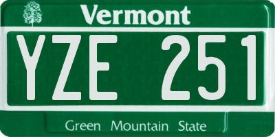 VT license plate YZE251