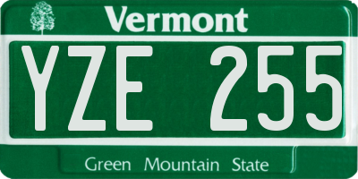 VT license plate YZE255