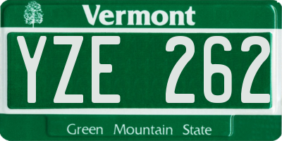VT license plate YZE262