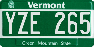 VT license plate YZE265