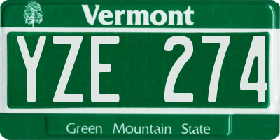 VT license plate YZE274