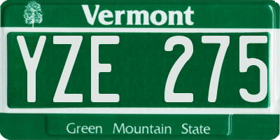 VT license plate YZE275