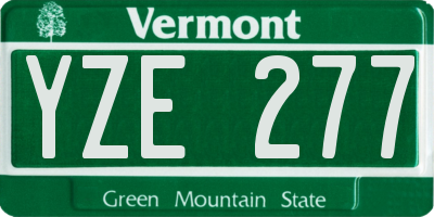 VT license plate YZE277