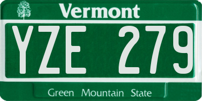 VT license plate YZE279