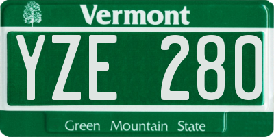 VT license plate YZE280