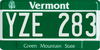 VT license plate YZE283