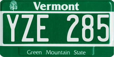 VT license plate YZE285