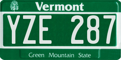 VT license plate YZE287
