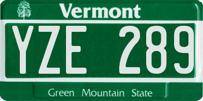 VT license plate YZE289